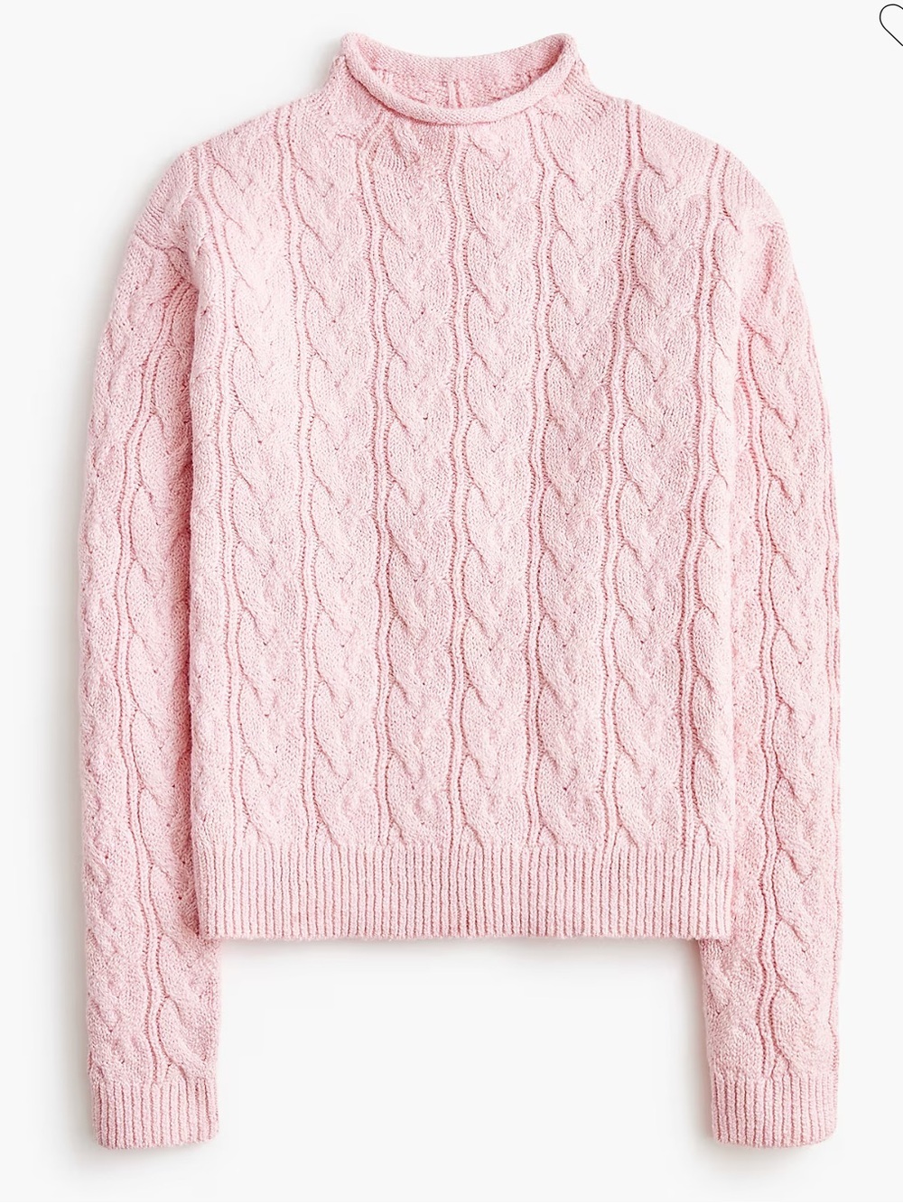 J crew lovely pink Cable mockneck sweater